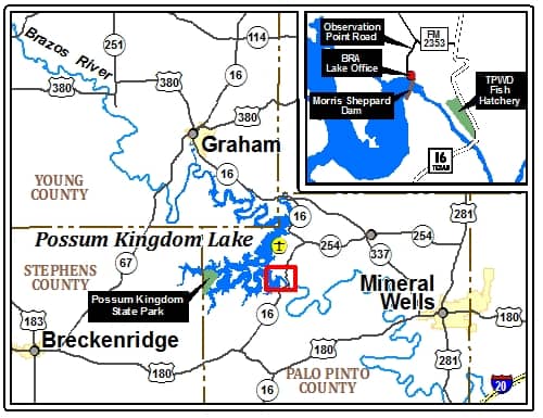 general area map of possum kingdom lake