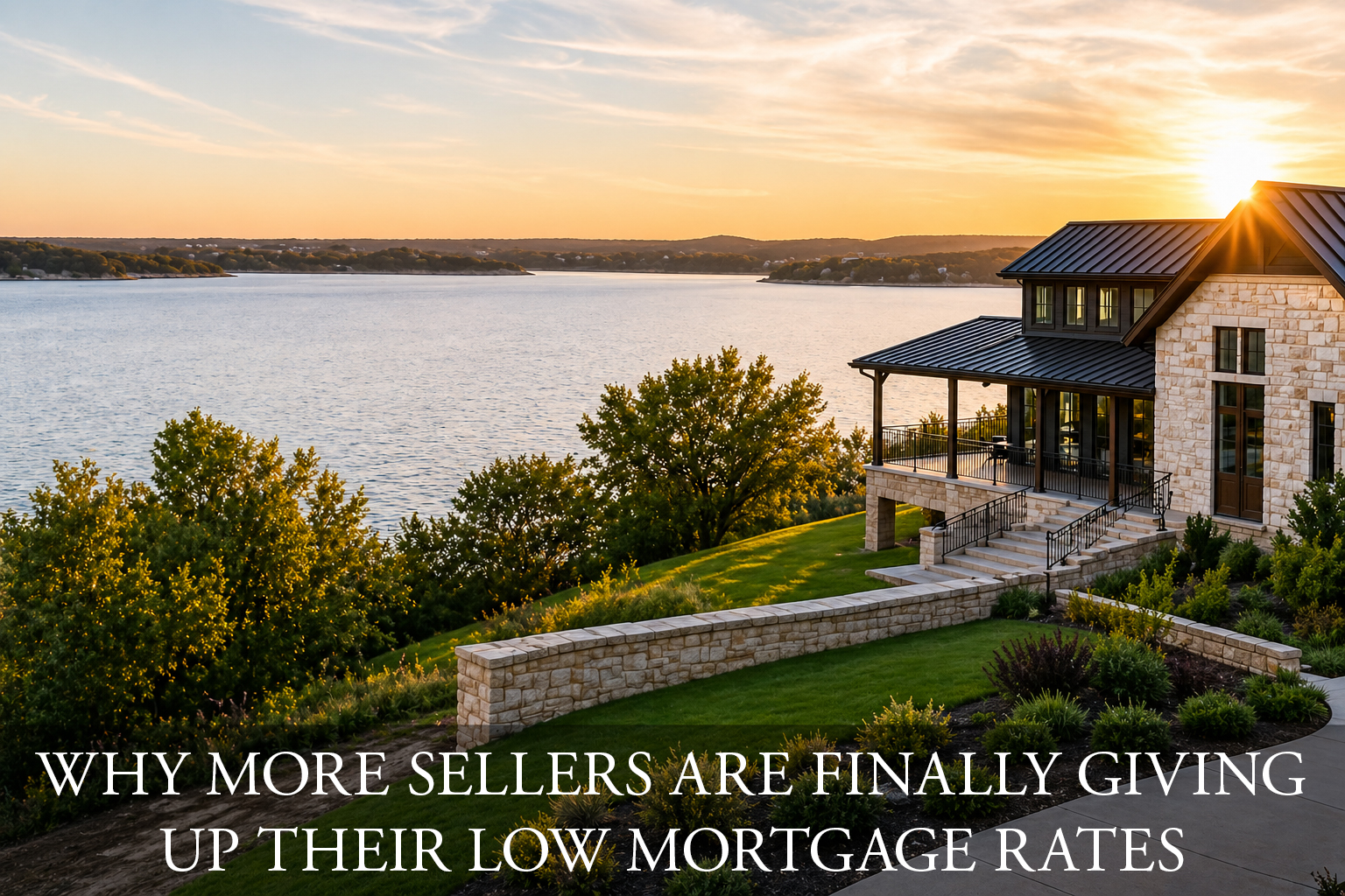 Photo of nice lake home, low mortgage rates