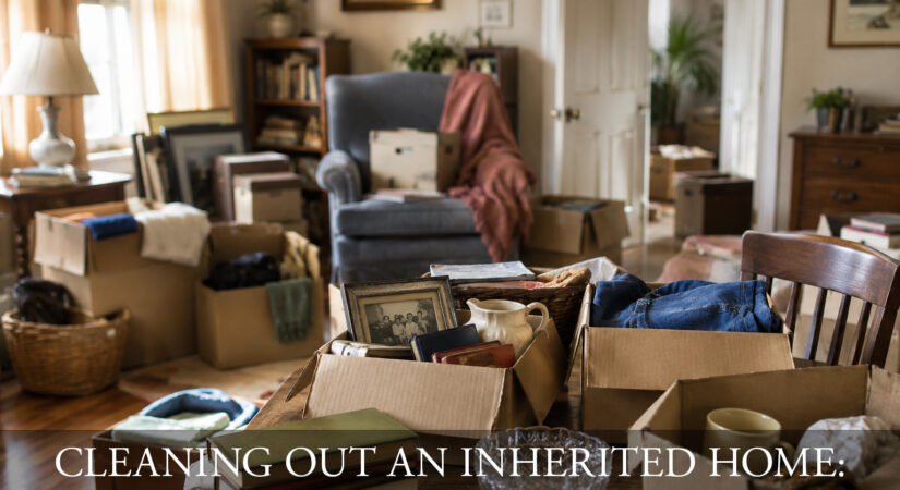 InheritedHome Room with packing boxes